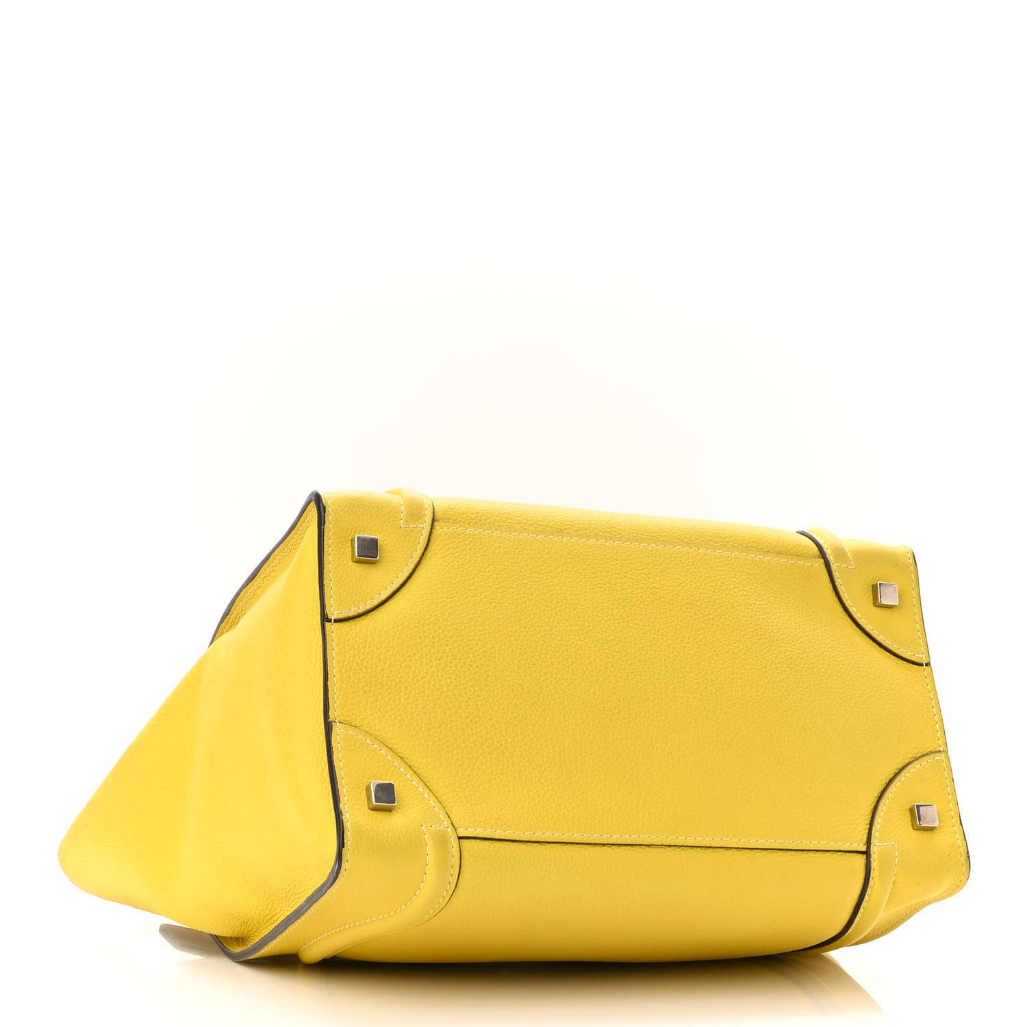 Celine Drummed Calfskin Mini Luggage Citron 4 of 12