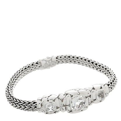 John Hardy Sterling Silver White Topaz Quartz Three Station Kali Classic Chain Bracelet 1 of 4