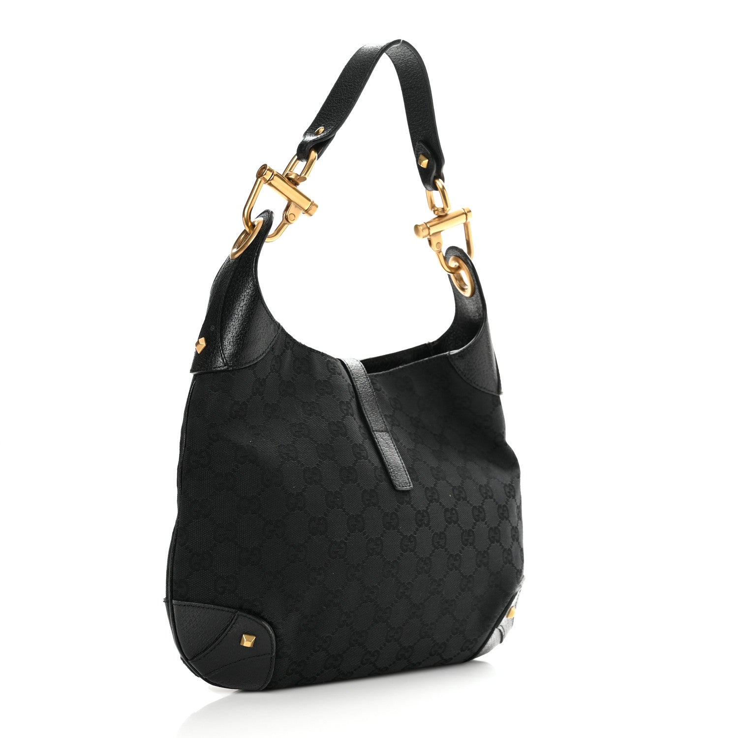 Gucci Monogram Piston Lock Jackie O Hobo Black 3 of 10