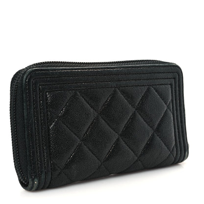 Chanel Caviar Quilted Small Boy Zip Around Wallet Black 3 of 9
