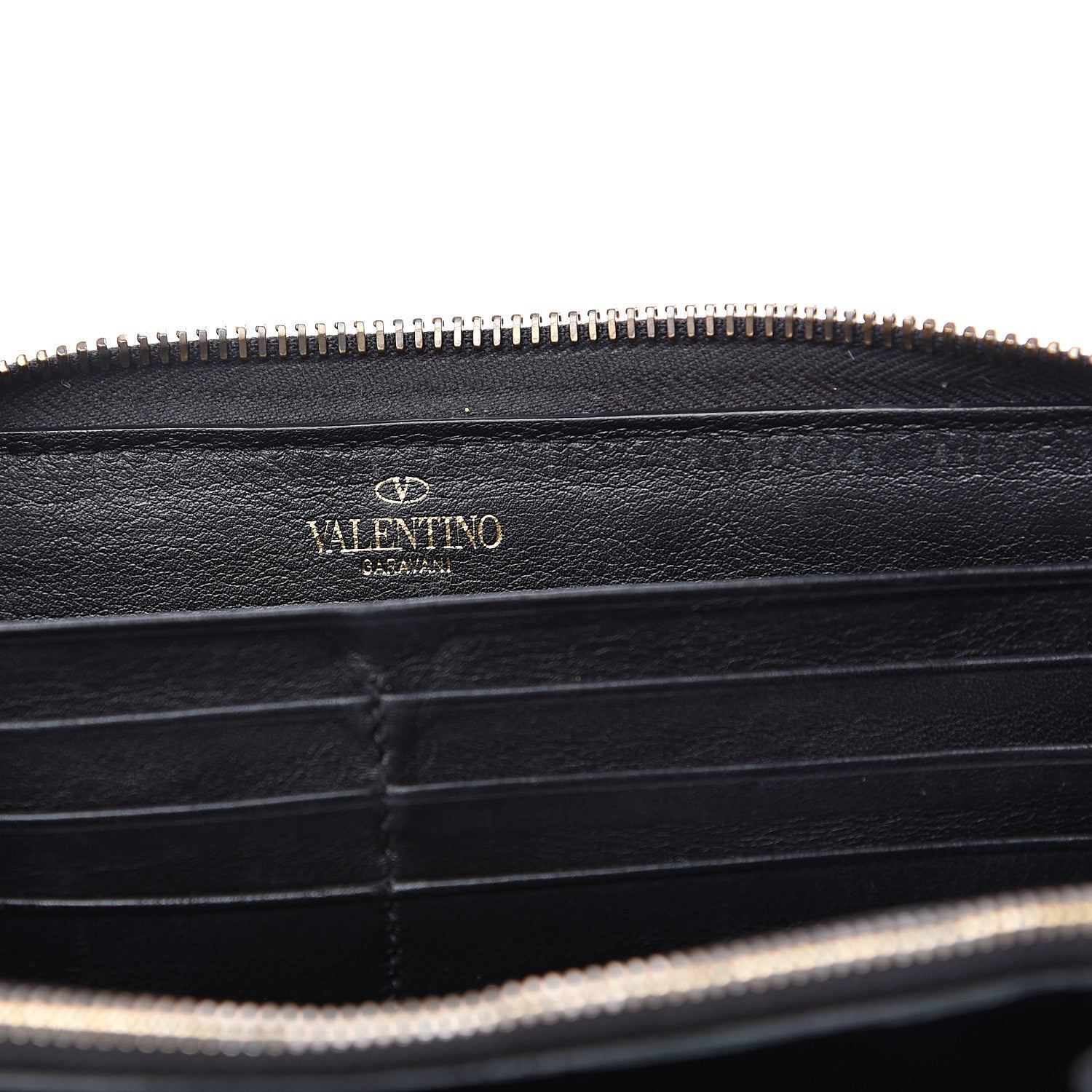Valentino Garavani Calfskin Rockstud Zip Around Wallet Black 5 of 14