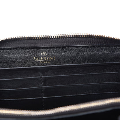 Valentino Garavani Calfskin Rockstud Zip Around Wallet Black 5 of 14