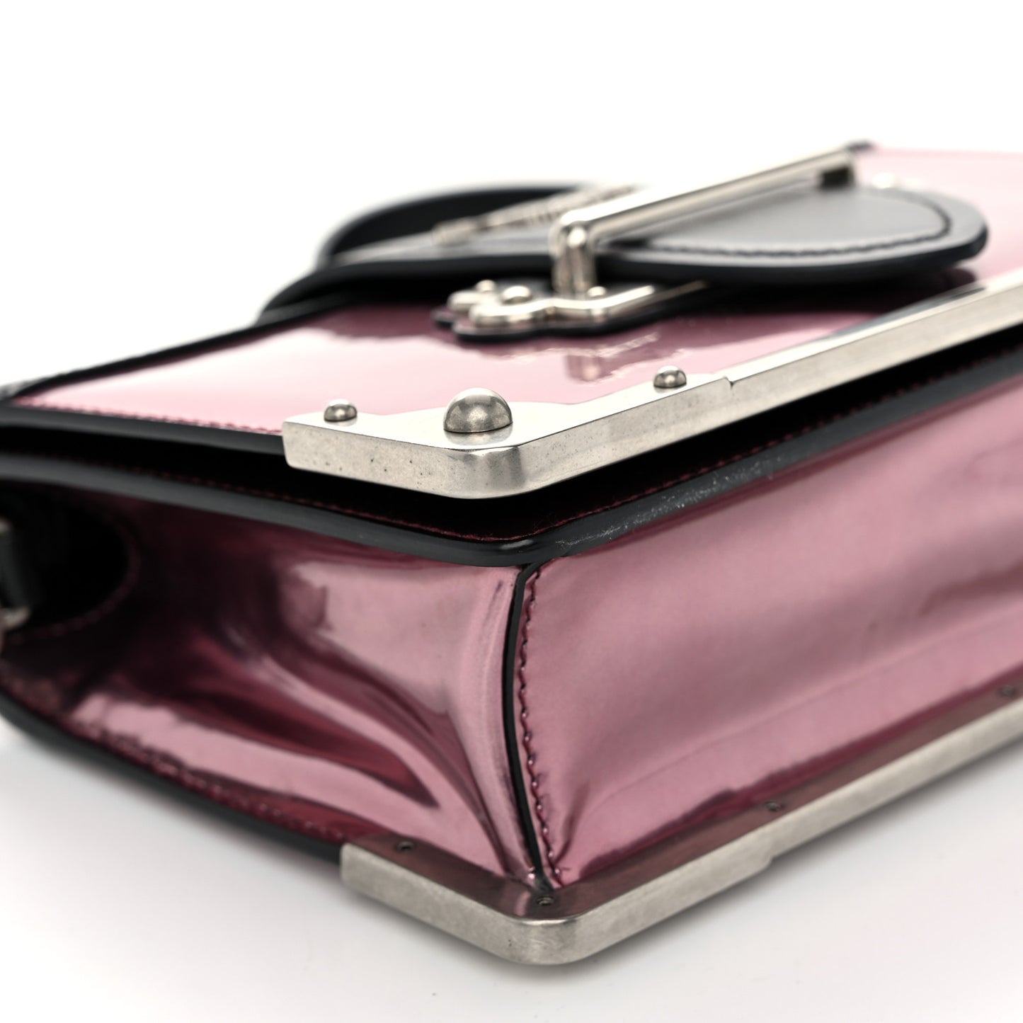 Metallic Vitello Saffiano Cahier Bag Ibisco Black