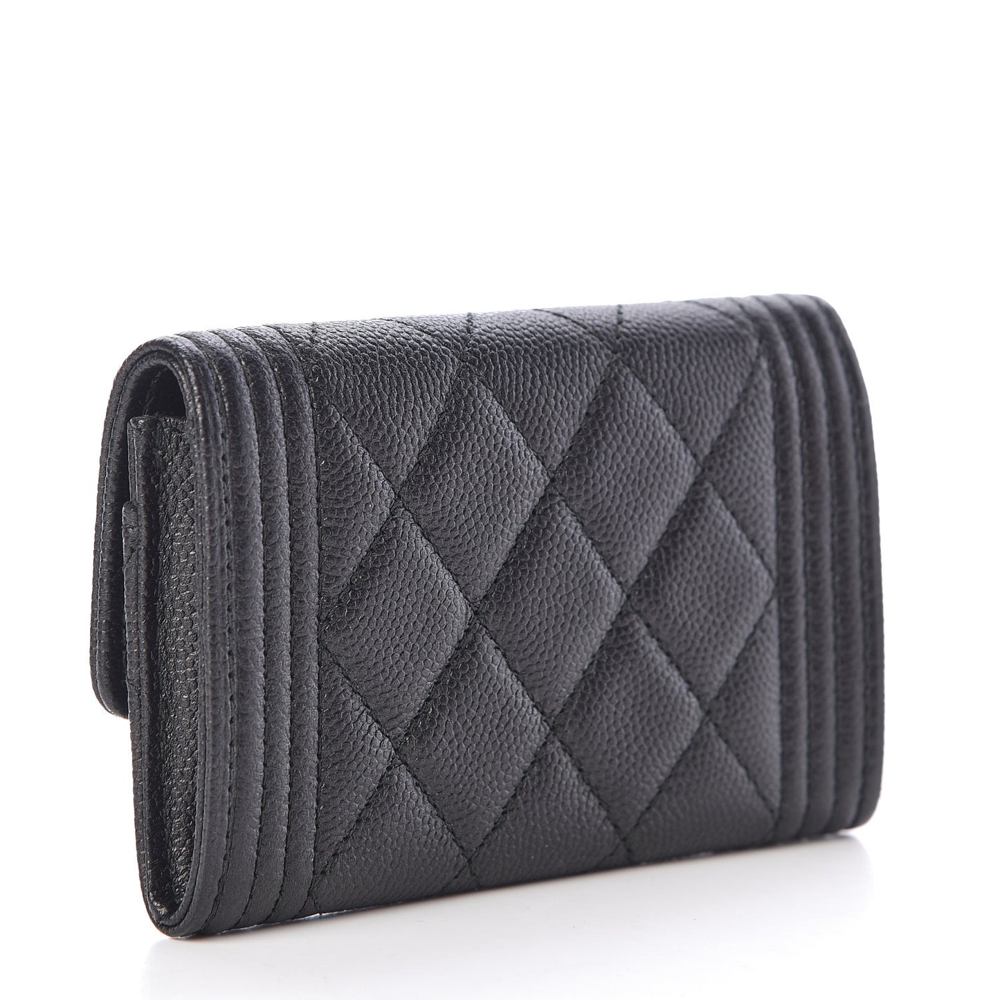 Caviar Quilted Boy Flap Card Holder So Black
