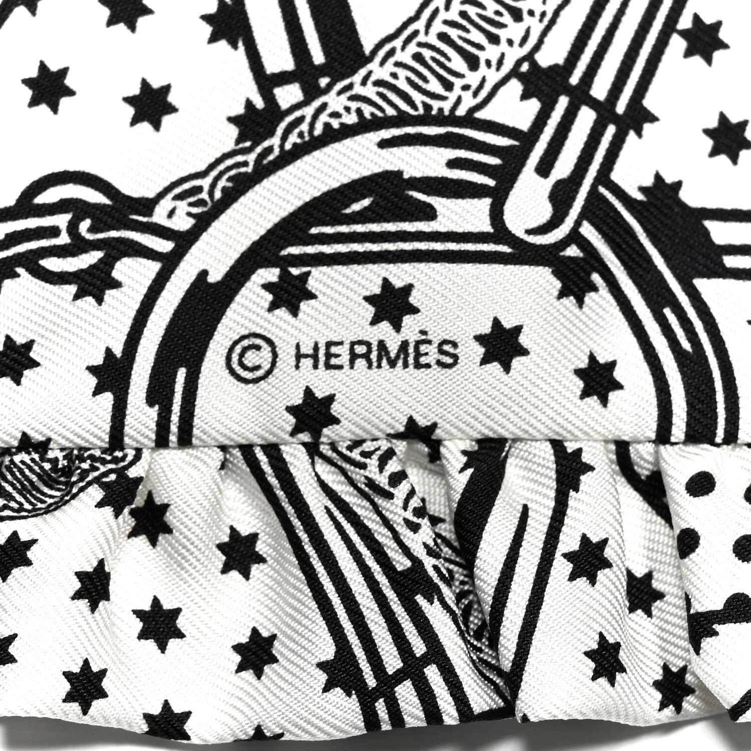 Hermes Silk Eperon d'Or Bandana Ruffle Twilly White Black 4 of 4