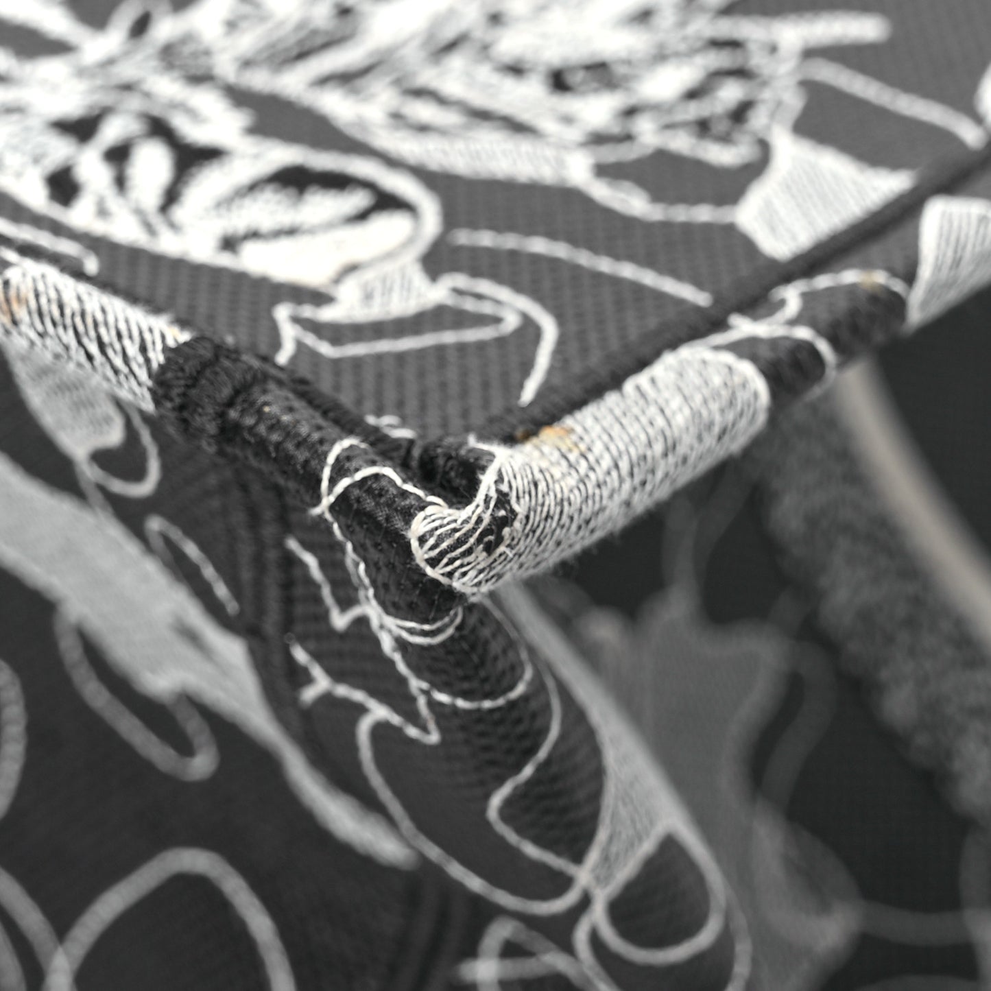 Canvas Embroidered Large Around The World Book Tote Black White