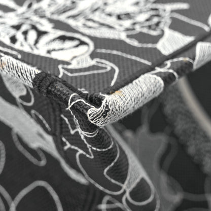 Christian Dior Canvas Embroidered Large Around The World Book Tote Black White 10 of 14