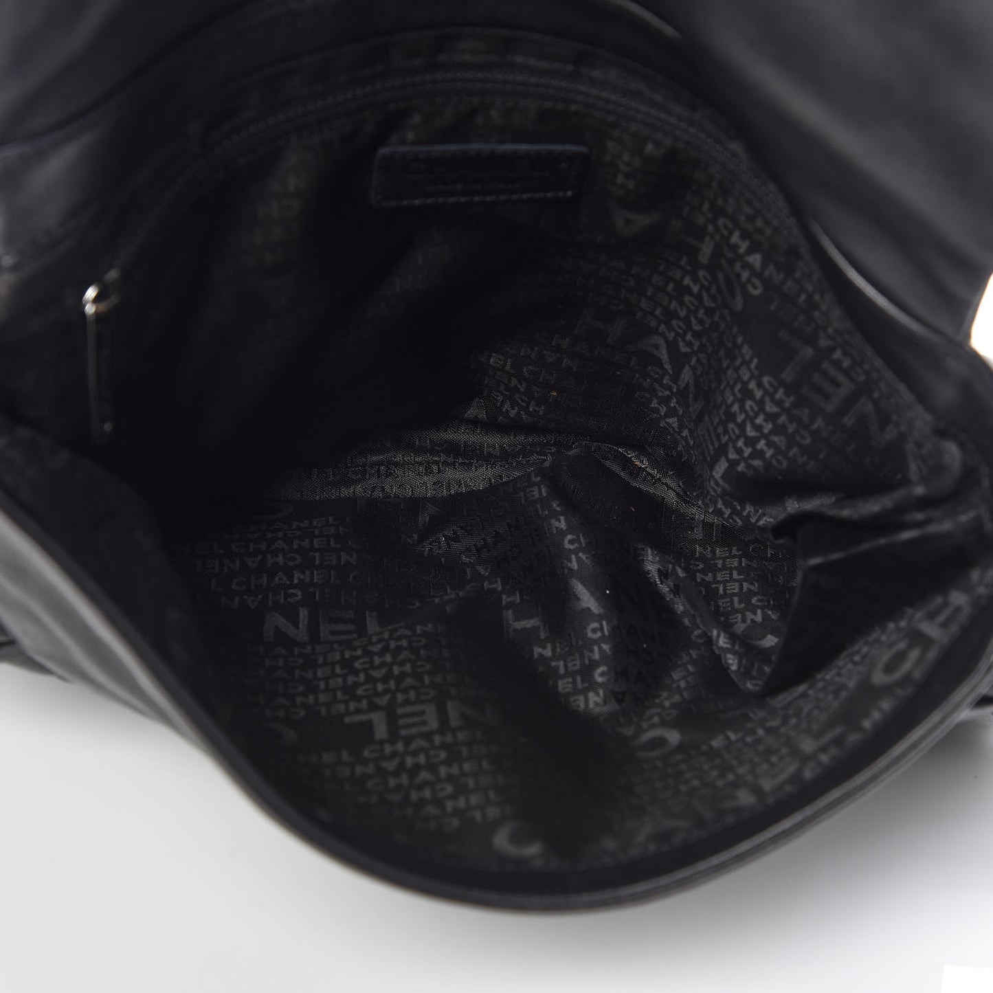 Lambskin Pleated CC Shoulder Bag Black