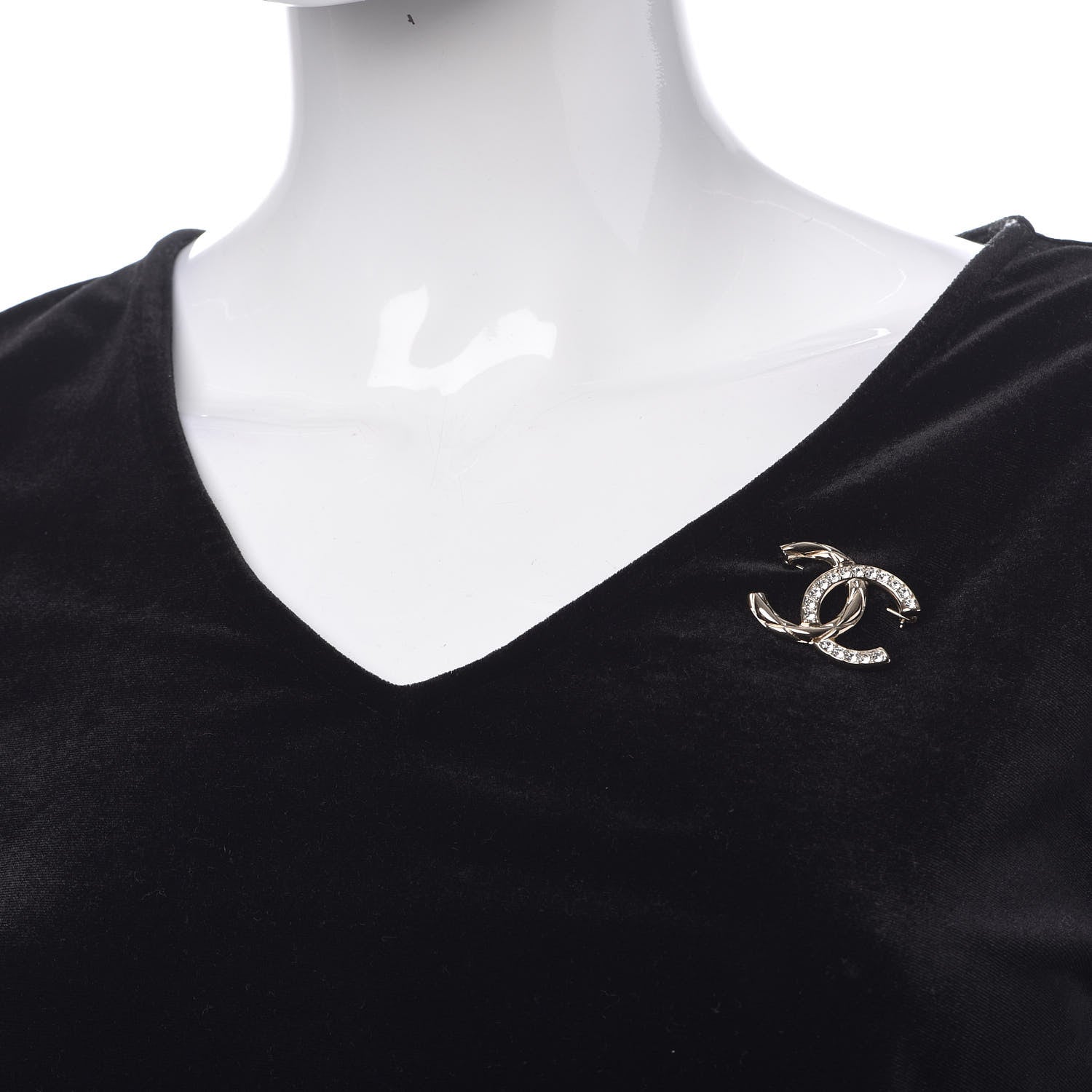 Chanel Crystal CC Brooch Light Gold 2 of 5