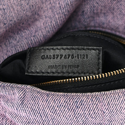 Saint Laurent Denim Quilted Small Loulou Puffer Monogram Chain Satchel Bleached Lilac 7 of 10