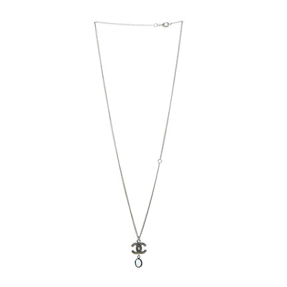 Chanel Enamel CC Drop Necklace Silver 3 of 6