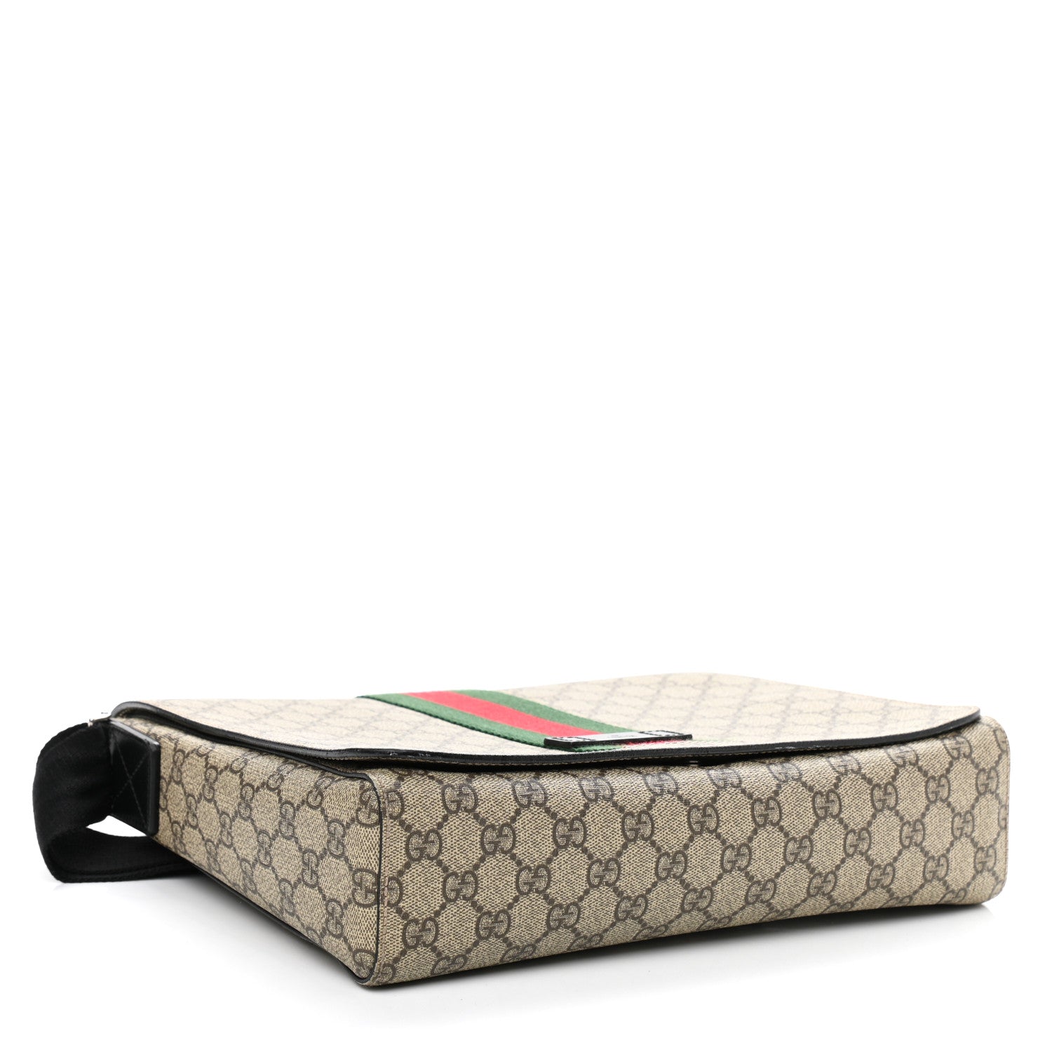 Gucci GG Supreme Monogram Web Flap Messenger Bag Black 4 of 9