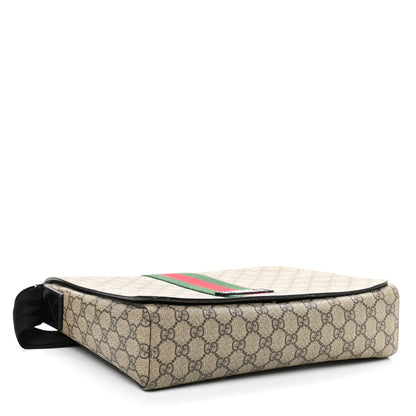 Gucci GG Supreme Monogram Web Flap Messenger Bag Black 4 of 9