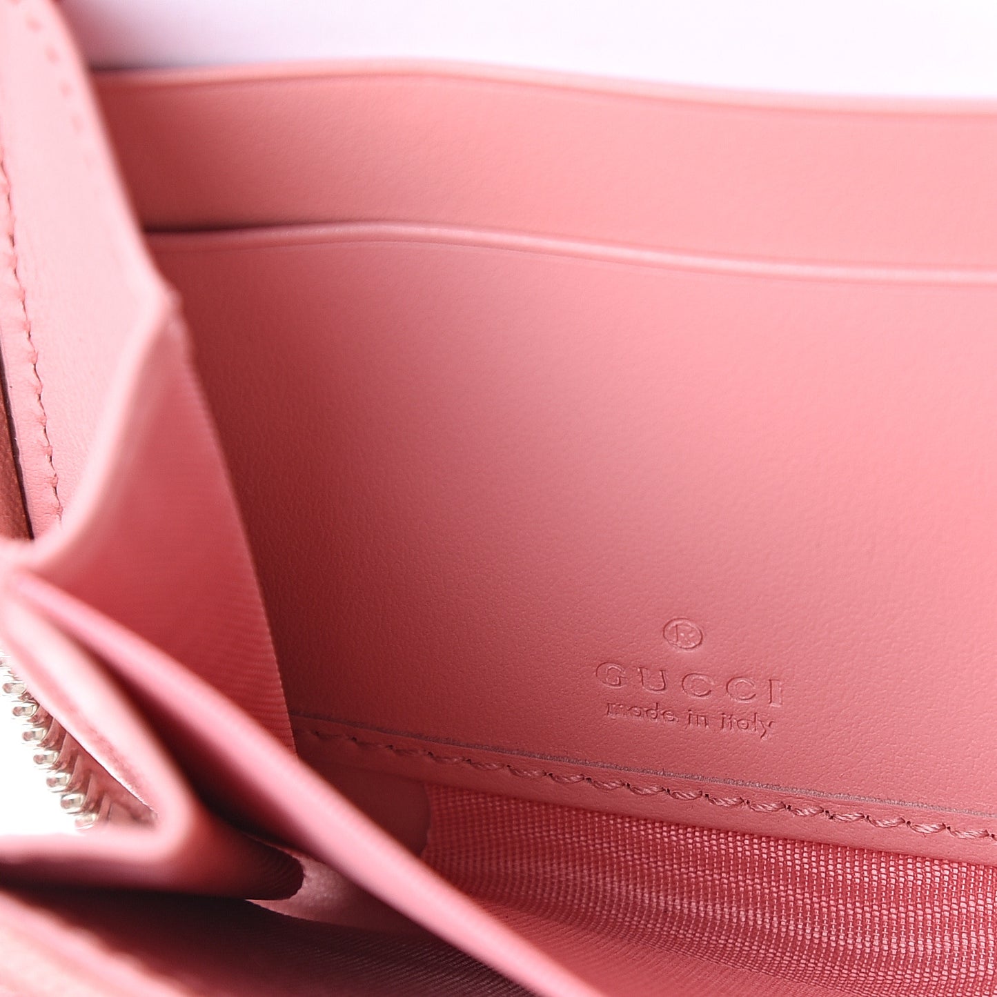 Calfskin Matelasse GG Marmont Zip Around Wallet Wild Rose