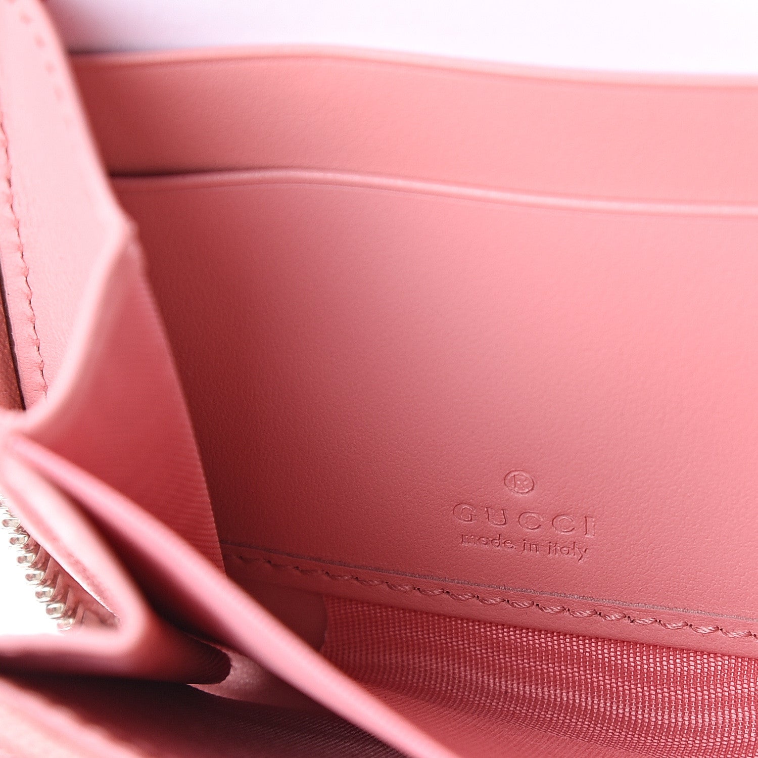 Gucci Calfskin Matelasse GG Marmont Zip Around Wallet Wild Rose 5 of 5