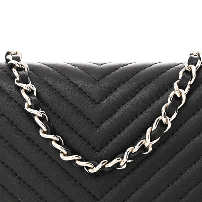 Chanel Calfskin Chevron Quilted Boy Wallet On Removable Chain WOC Black 9 of 12