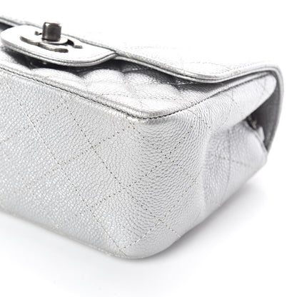 Chanel Metallic Caviar Quilted Mini Square Flap Silver 9 of 10