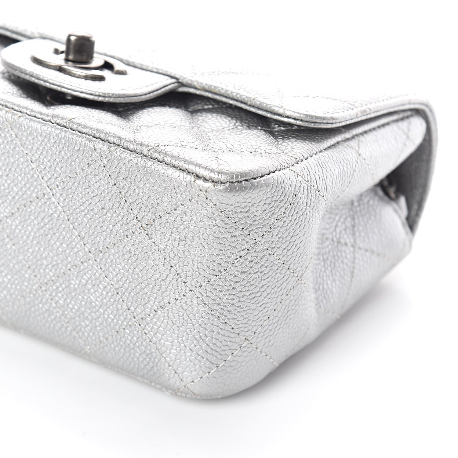 Chanel Metallic Caviar Quilted Mini Square Flap Silver 9 of 10