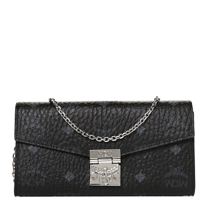 MCM Visetos Large Patricia Wallet On Chain Black Red 1 of 9