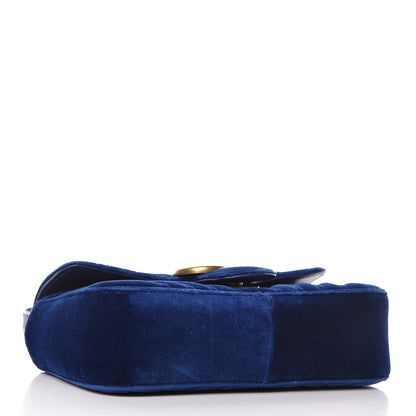 Gucci Velvet Matelasse Mini GG Marmont Shoulder Bag Cobalt Blue 4 of 11