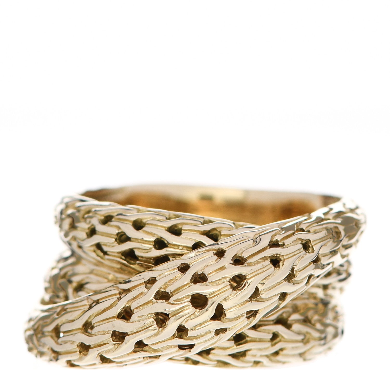 John Hardy 18K Yellow Gold Tiga Classic Chain Crossover Ring 56 7.75 1 of 5