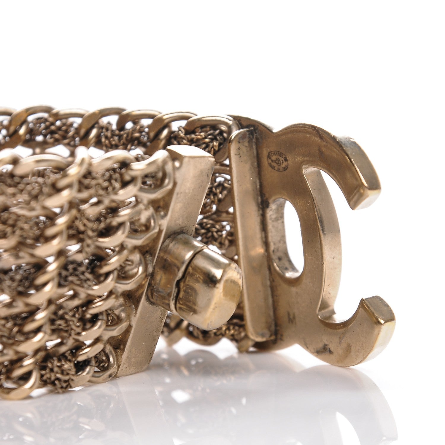 Chanel Metal CC Turnlock Multistrand Chain Bracelet M Gold 5 of 5