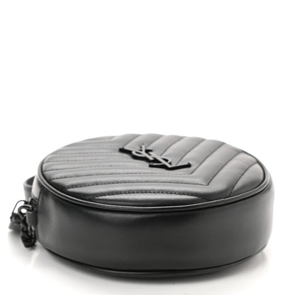 Saint Laurent Calfskin Matelasse Chevron Round Vinyle Camera Bag Black 3 of 9