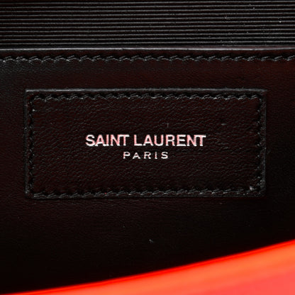 Saint Laurent Calfskin Classic Monogram Clutch Neon Orange 6 of 7