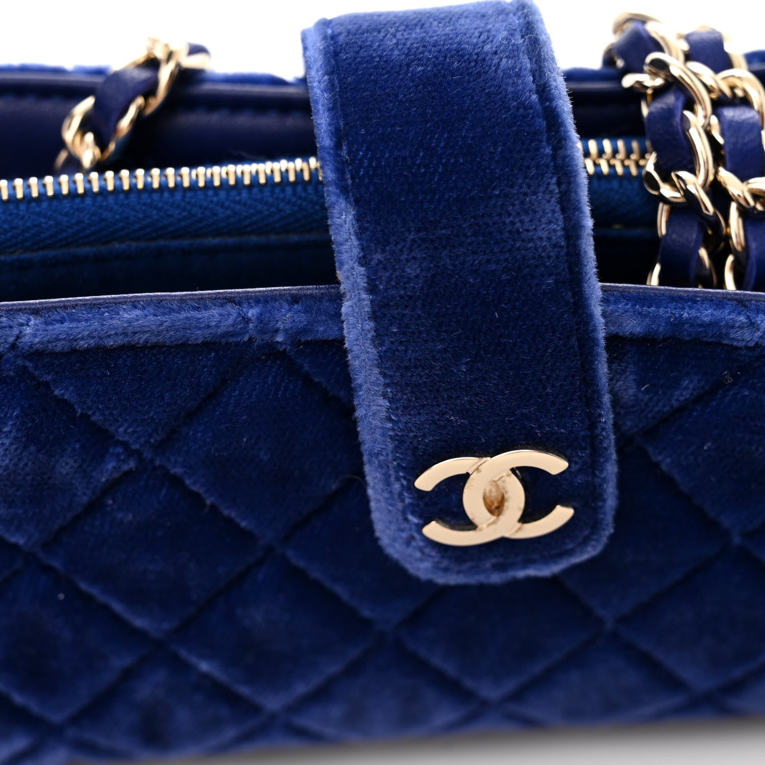 Chanel Velvet Quilted Mini Phone Holder Crossbody Bag Blue 12 of 12