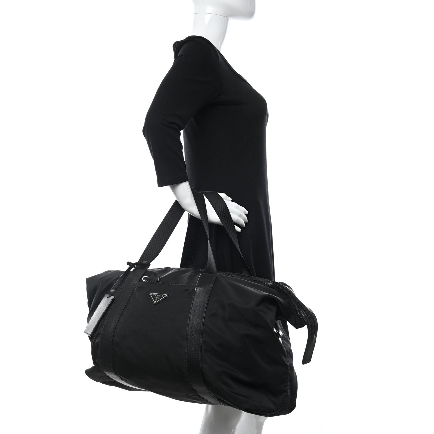 Prada Tessuto Nylon Saffiano Carry On Travel Bag Black 2 of 11