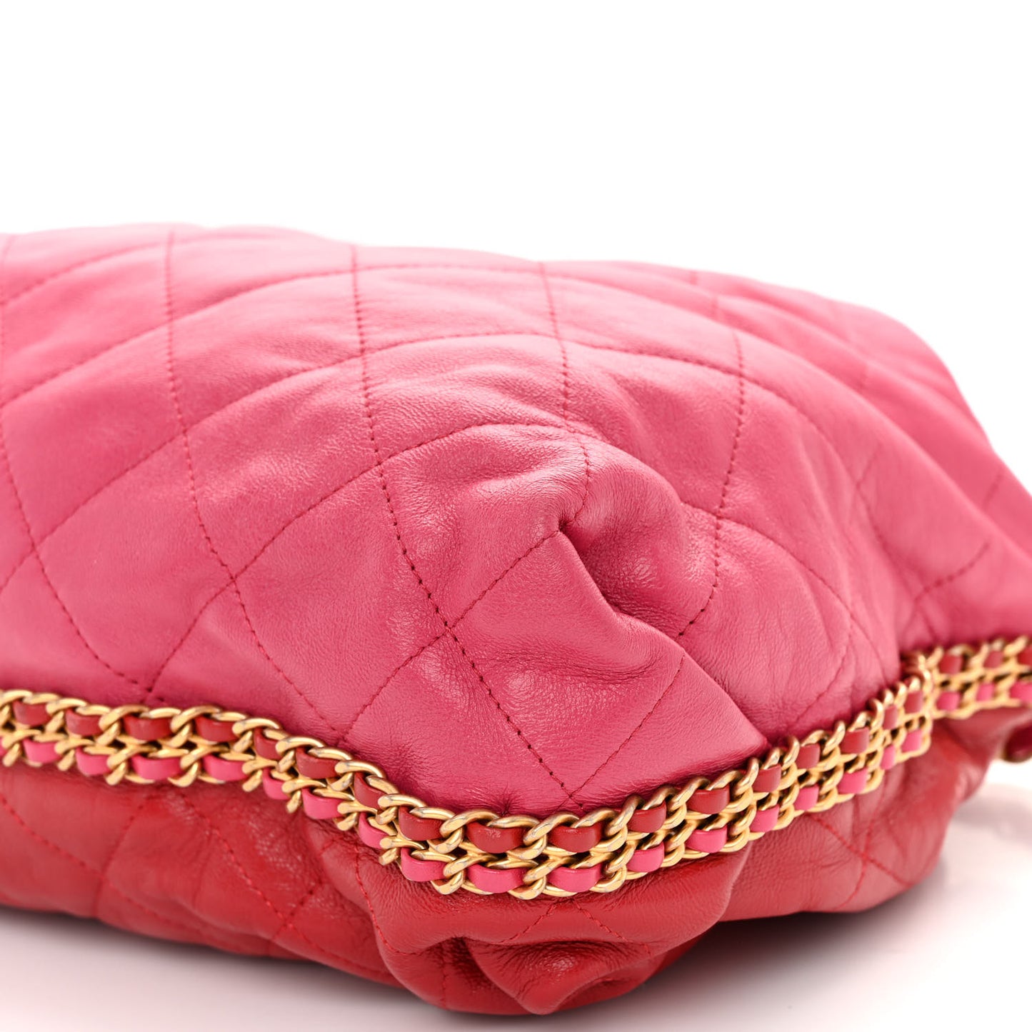 Calfskin Quilted Coco Shelter Bowling Bag Dark Pink Red