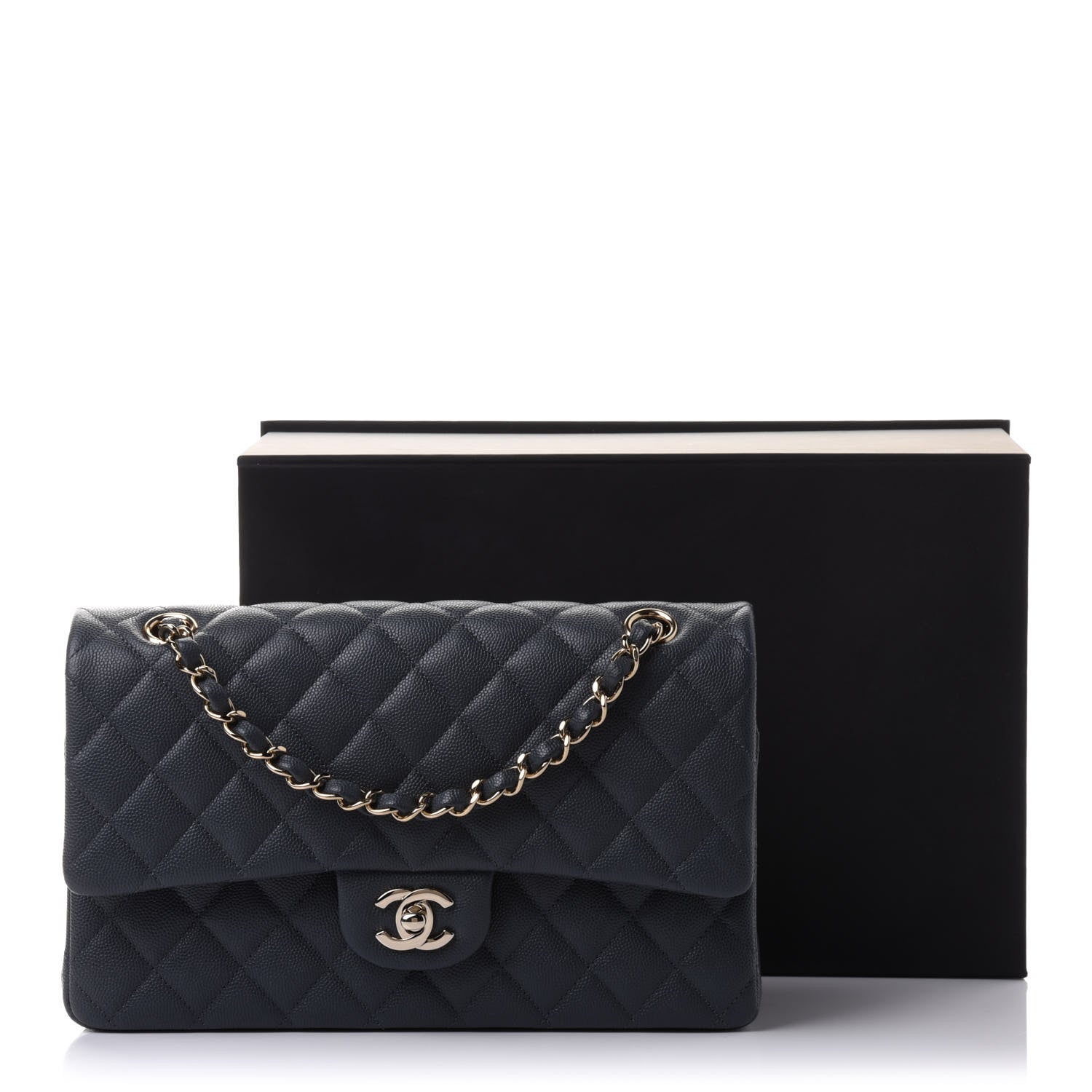 Chanel Caviar Quilted Medium Double Flap Dark Grey 10 of 10