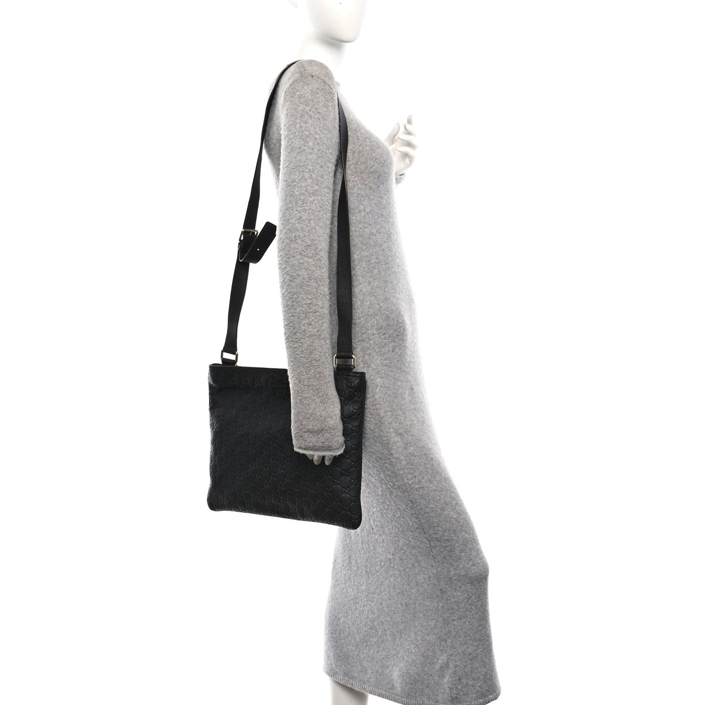 Guccissima Medium Flat Messenger Bag Black