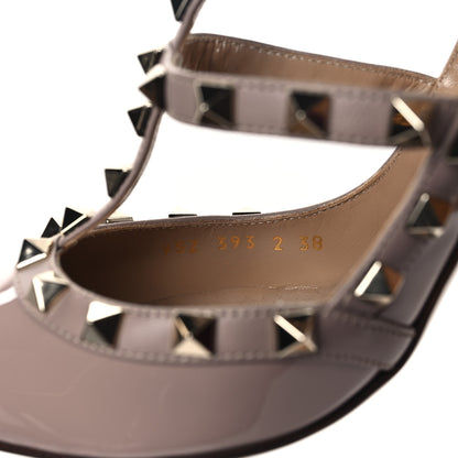 Valentino Garavani Patent Rockstud Ankle Strap 100mm Pumps 38 Poudre 8 of 9
