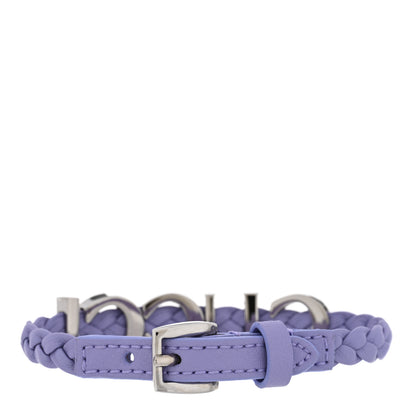 Gucci Calfskin Braided 'Gucci' Logo Bracelet S Lilac Silver 3 of 4