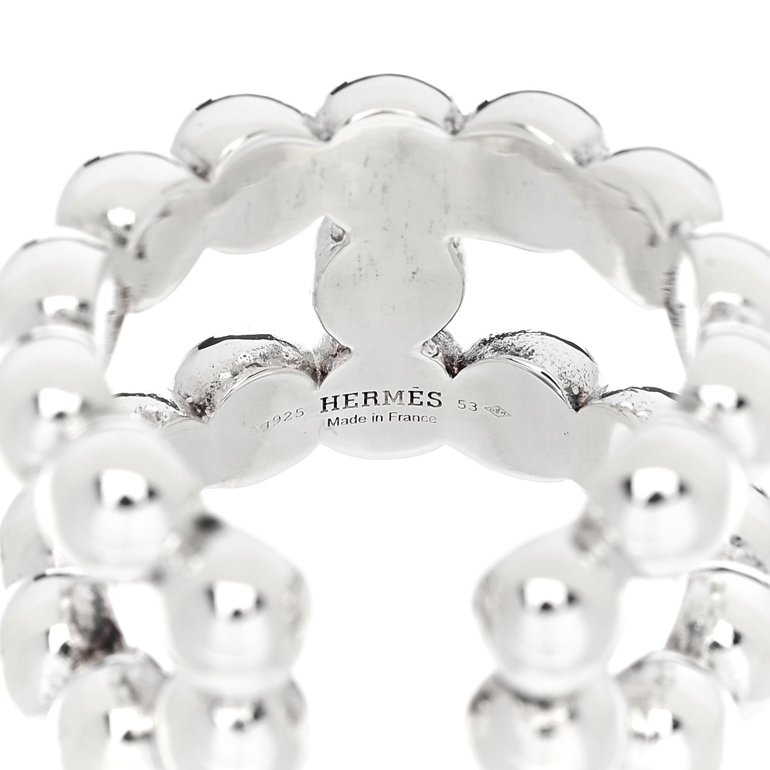 Hermes Sterling Silver Parade Boule Ring 53 6.5 4 of 5