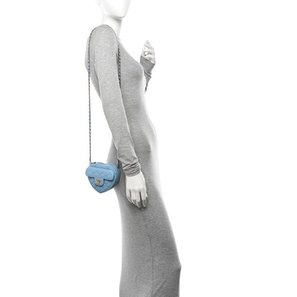 Chanel Lambskin Quilted CC In Love Heart Clutch With Chain Light Blue 2 of 10