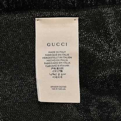 Gucci Wool Silk Jacquard Lame GG Monogram Atarest Lux Square Shawl Black Gold 2 of 3