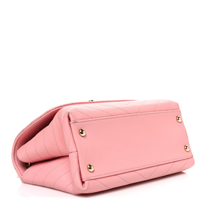 Chanel Grained Calfskin Small Chevron Chic Top Handle Flap Pink 4 of 11
