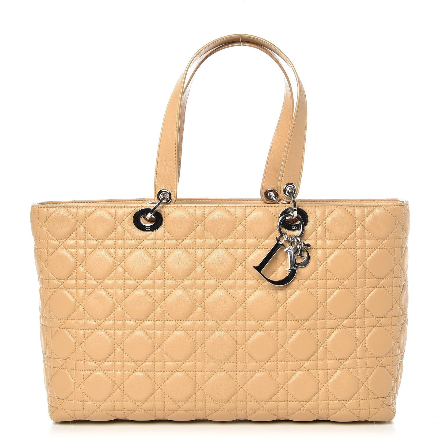 Lambskin Cannage Large Lady Dior Shopper Tote Beige