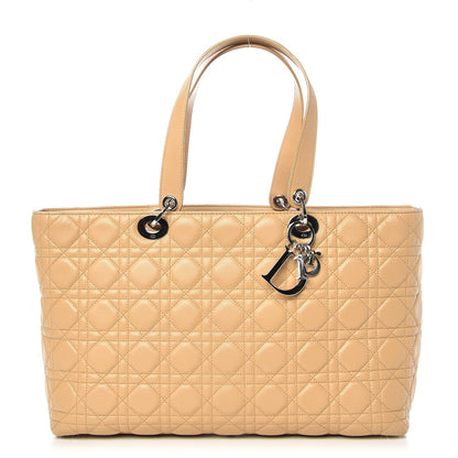 Christian Dior Lambskin Cannage Large Lady Dior Shopper Tote Beige 1 of 7