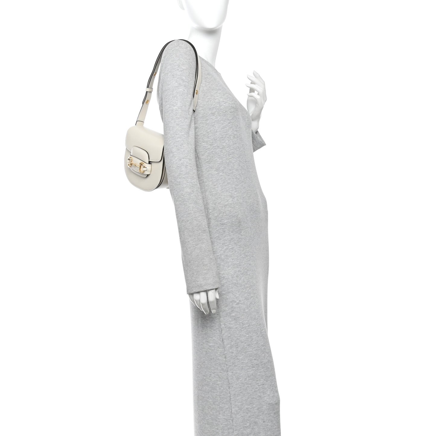 Azalea Calfskin Mini Horsebit 1955 Rounded Shoulder Bag Mystic White
