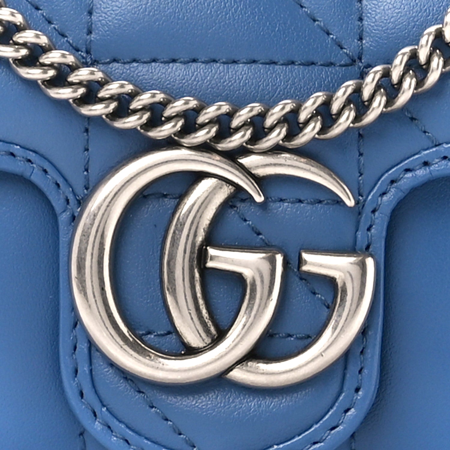Gucci Calfskin Matelasse Aria Super Mini GG Marmont Shoulder Bag Clear Blue 8 of 10