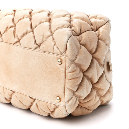 Chanel Lambskin Bubble Quilt Bowler Beige 11 of 11