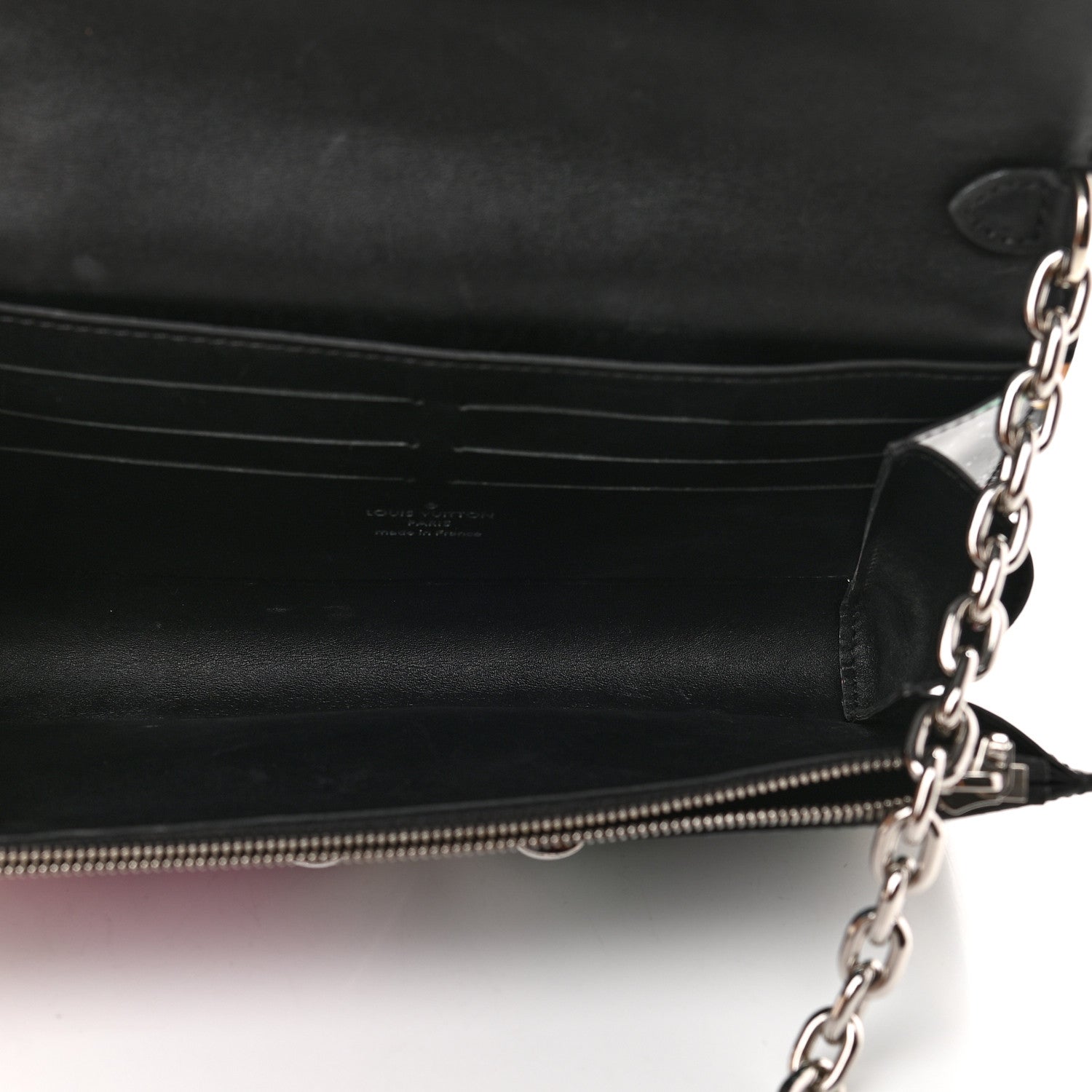 Louis Vuitton Calfskin Splash Print Twist Chain Wallet Black 5 of 8