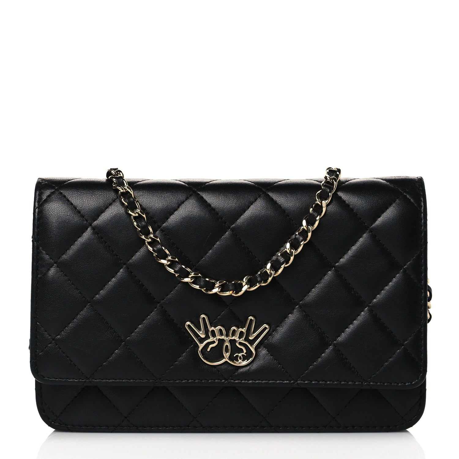Chanel Lambskin Quilted Emoticon Wallet On Chain WOC Black 1 of 1