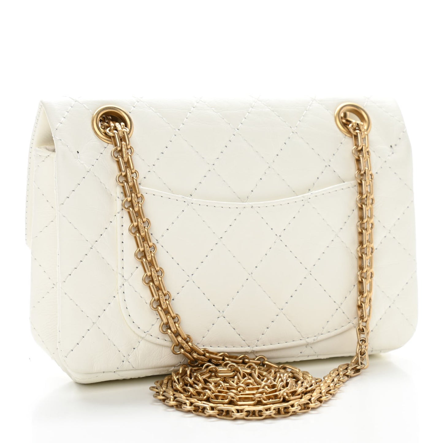 Aged Calfskin Quilted 2.55 Reissue Mini Flap White