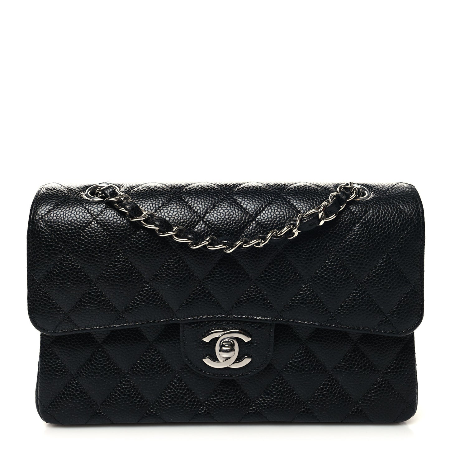 Caviar Quilted Small Double Flap Black