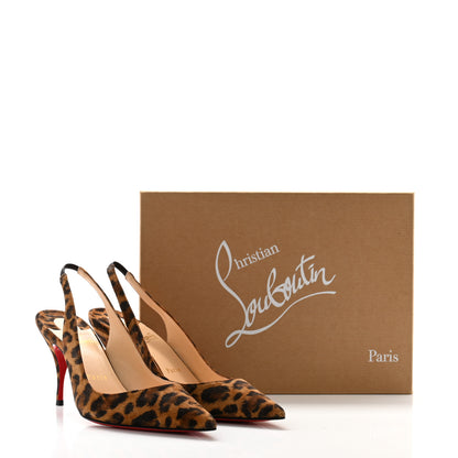 Christian Louboutin Veau Velours Leopard Clare Sling 80 Pumps 37 Caramel 8 of 8