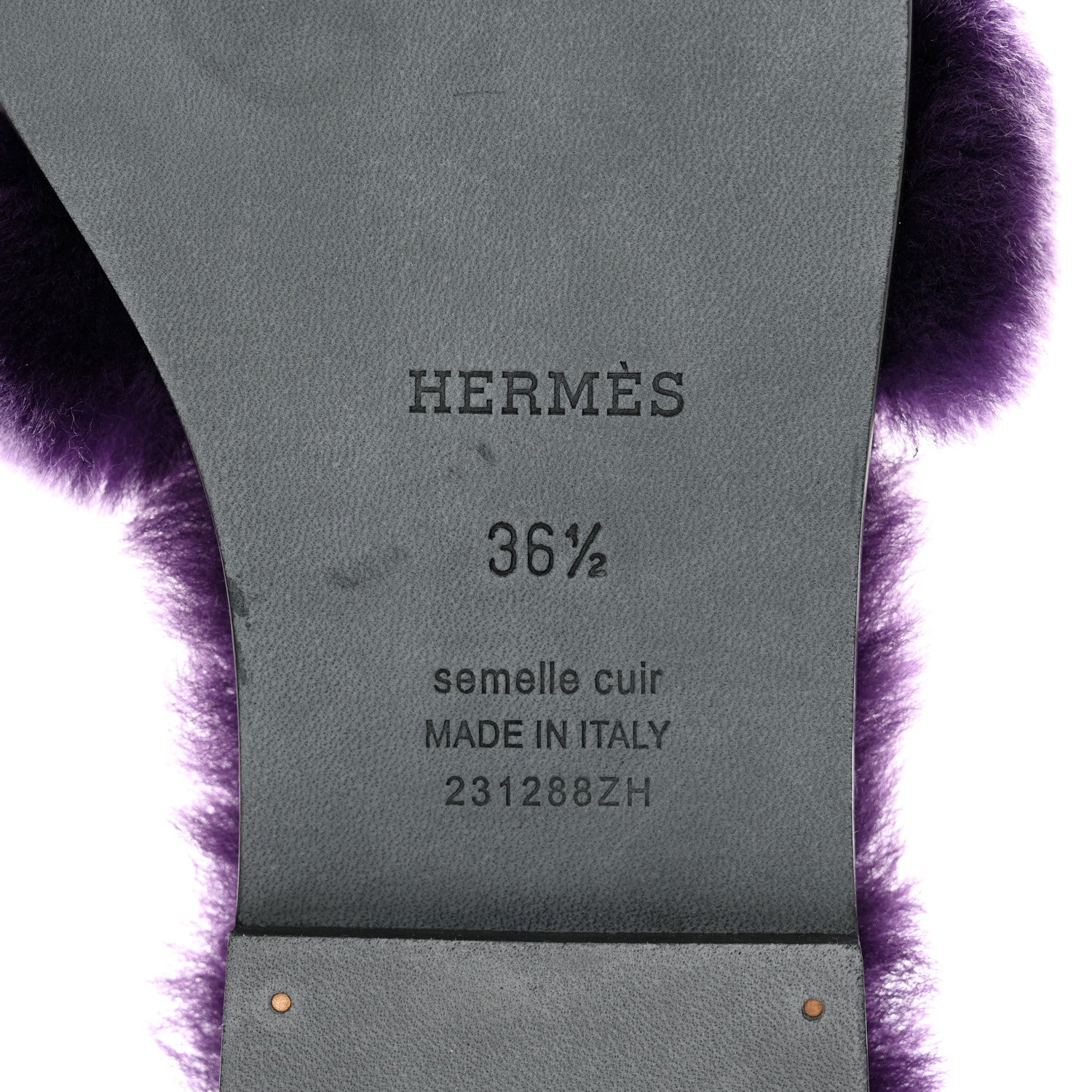 Hermes Woolskin Oran Sandals 36.5 Violet Fonce 6 of 9
